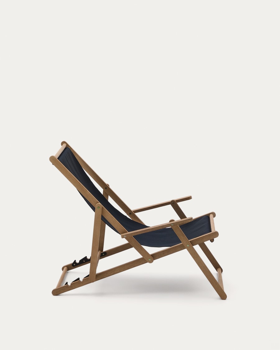 Vilara black outdoor folding deck chair made of FSC 100% solid acacia wood