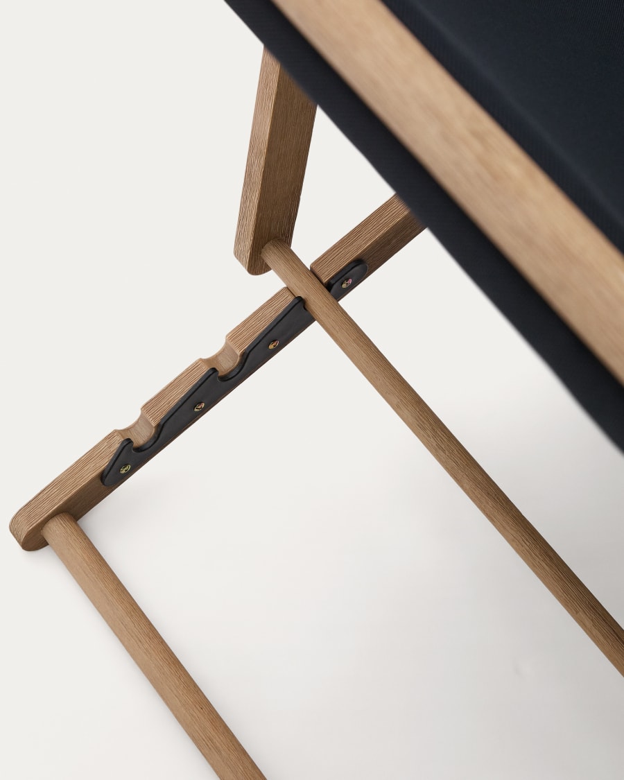 Vilara black outdoor folding deck chair made of FSC 100% solid acacia wood