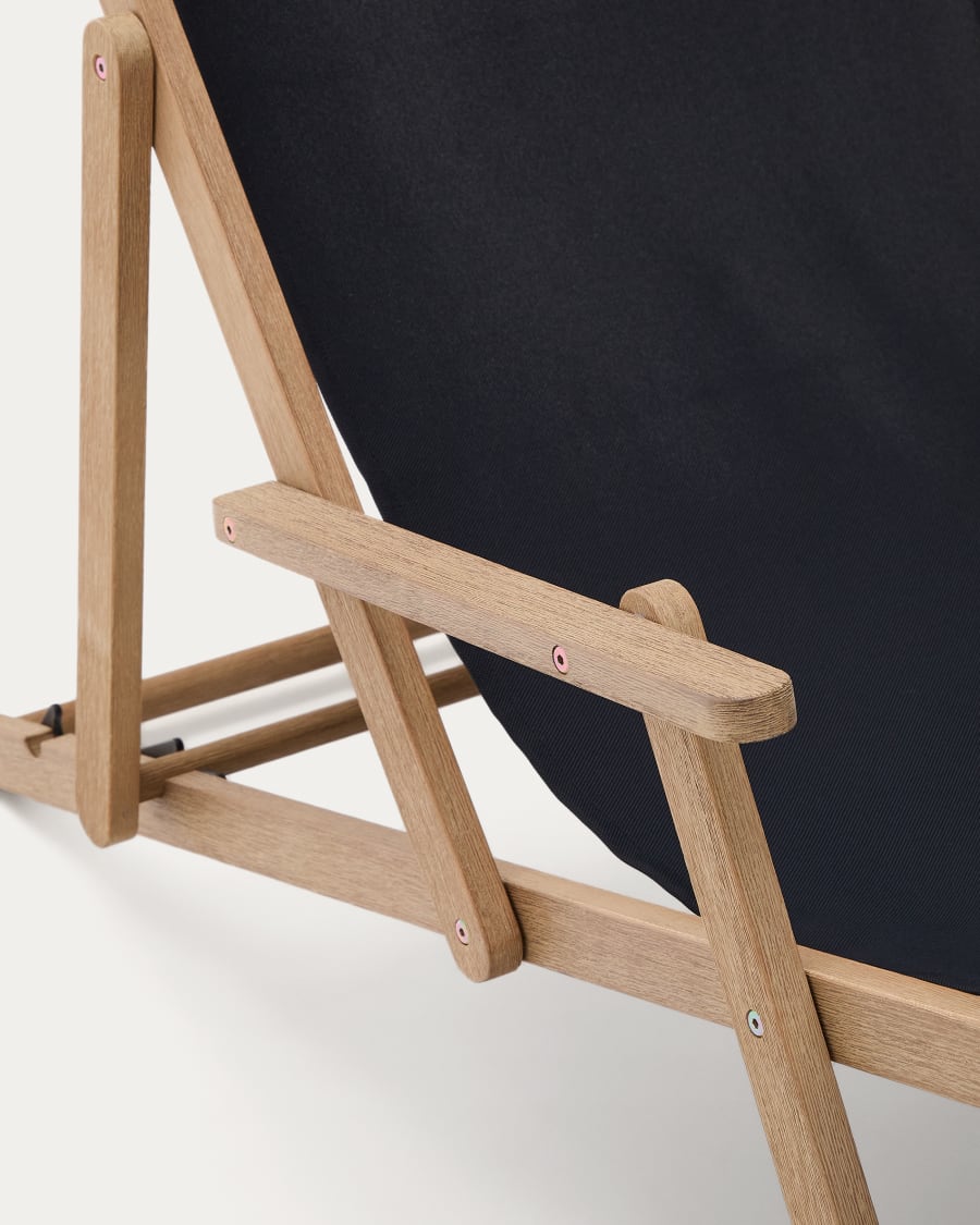 Vilara black outdoor folding deck chair made of FSC 100% solid acacia wood