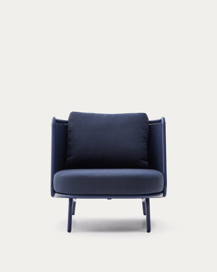 Sedalis outdoor armchair in aluminium and blue rope cord