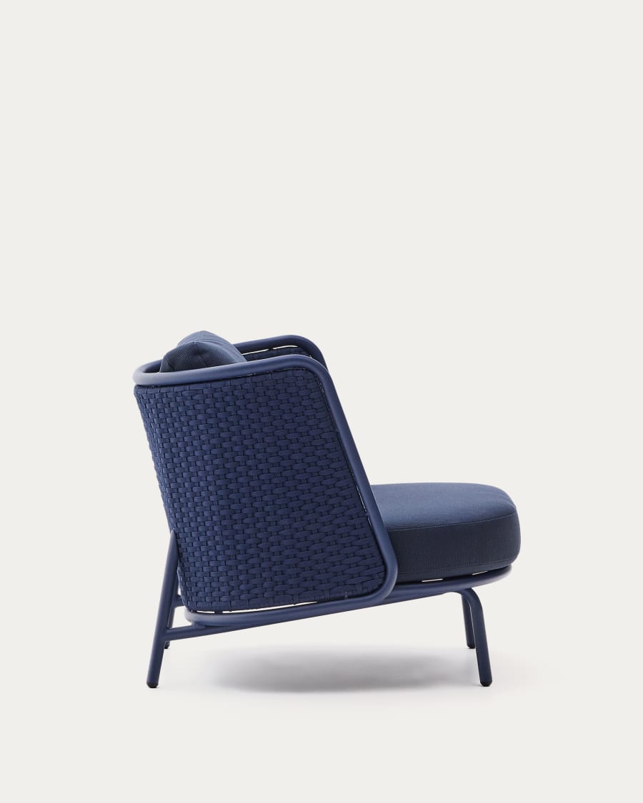 Sedalis outdoor armchair in aluminium and blue rope cord