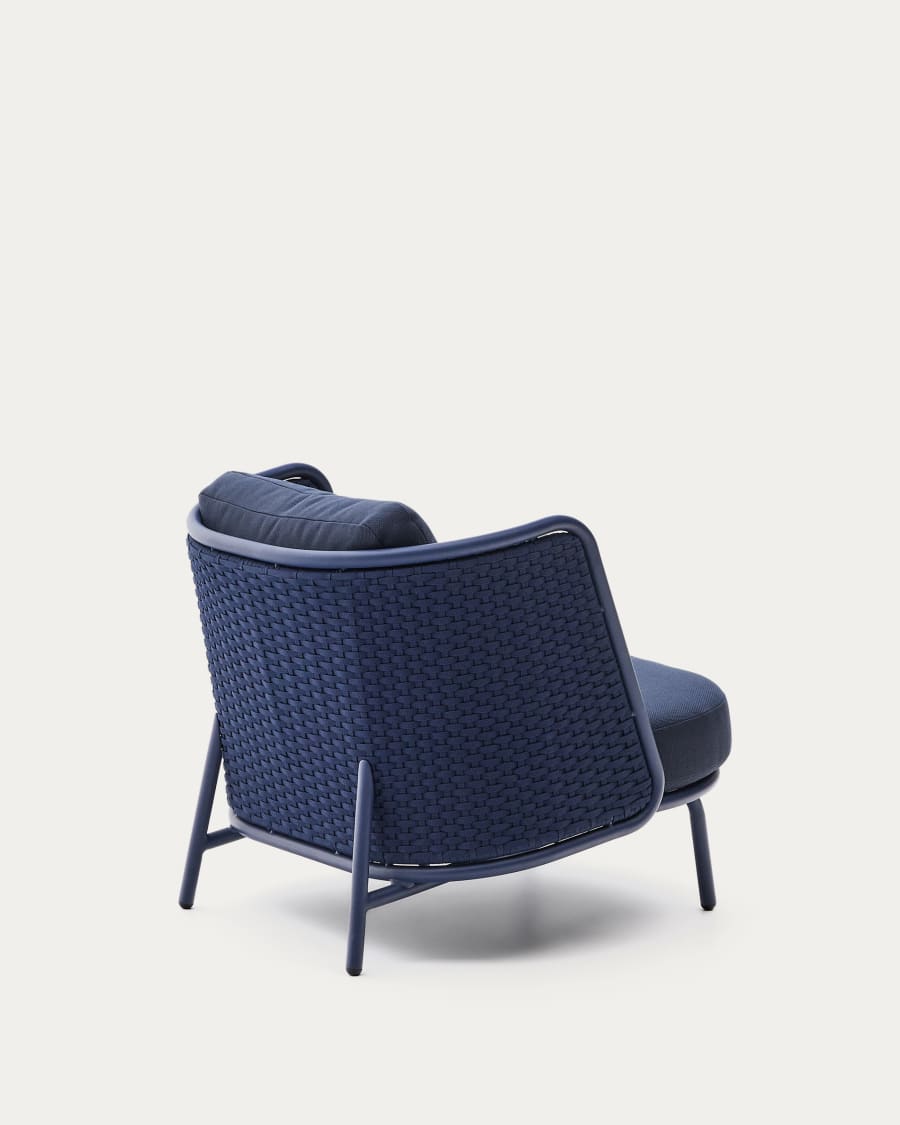 Sedalis outdoor armchair in aluminium and blue rope cord
