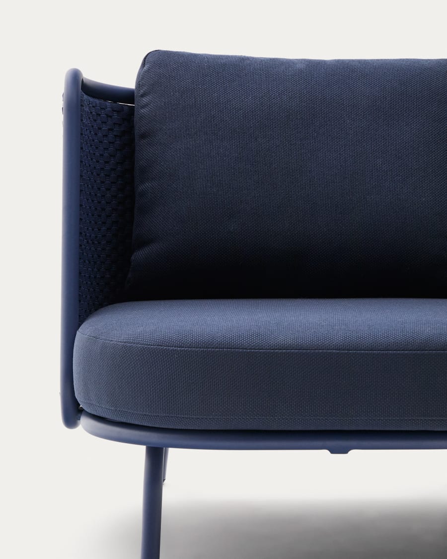 Sedalis outdoor armchair in aluminium and blue rope cord