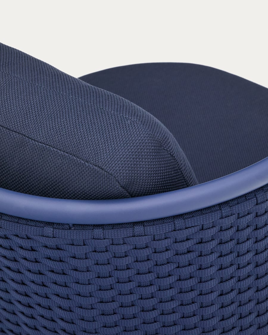 Sedalis outdoor armchair in aluminium and blue rope cord