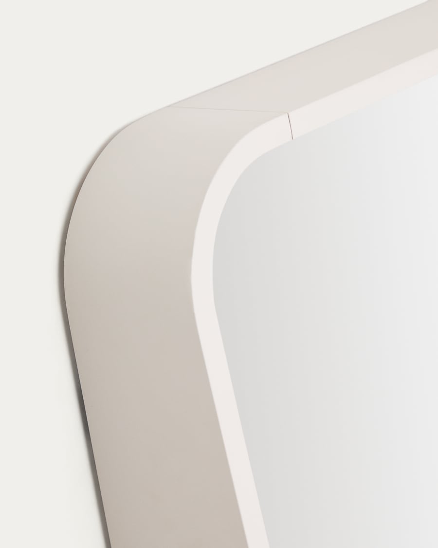 Salaya mirror in lacquered beige ash laminated plywood 90 x 60 cm