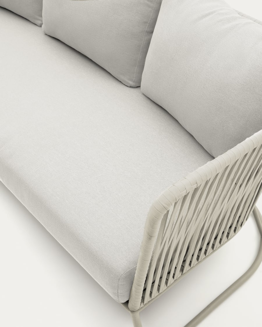 Saconca outdoor 3-seater sofa in rope cord and grey galvanised steel 189cm