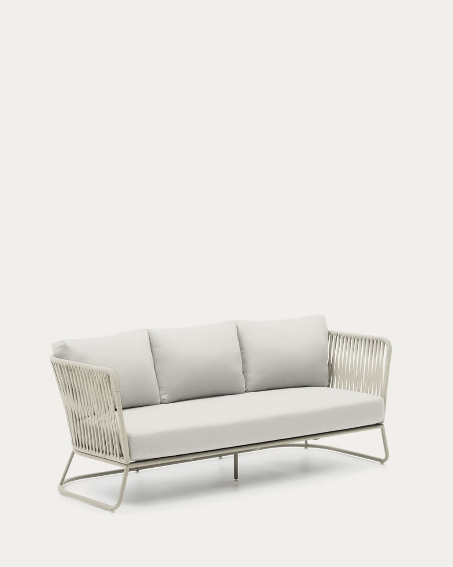 Saconca outdoor 3-seater sofa in rope cord and grey galvanised steel 189cm