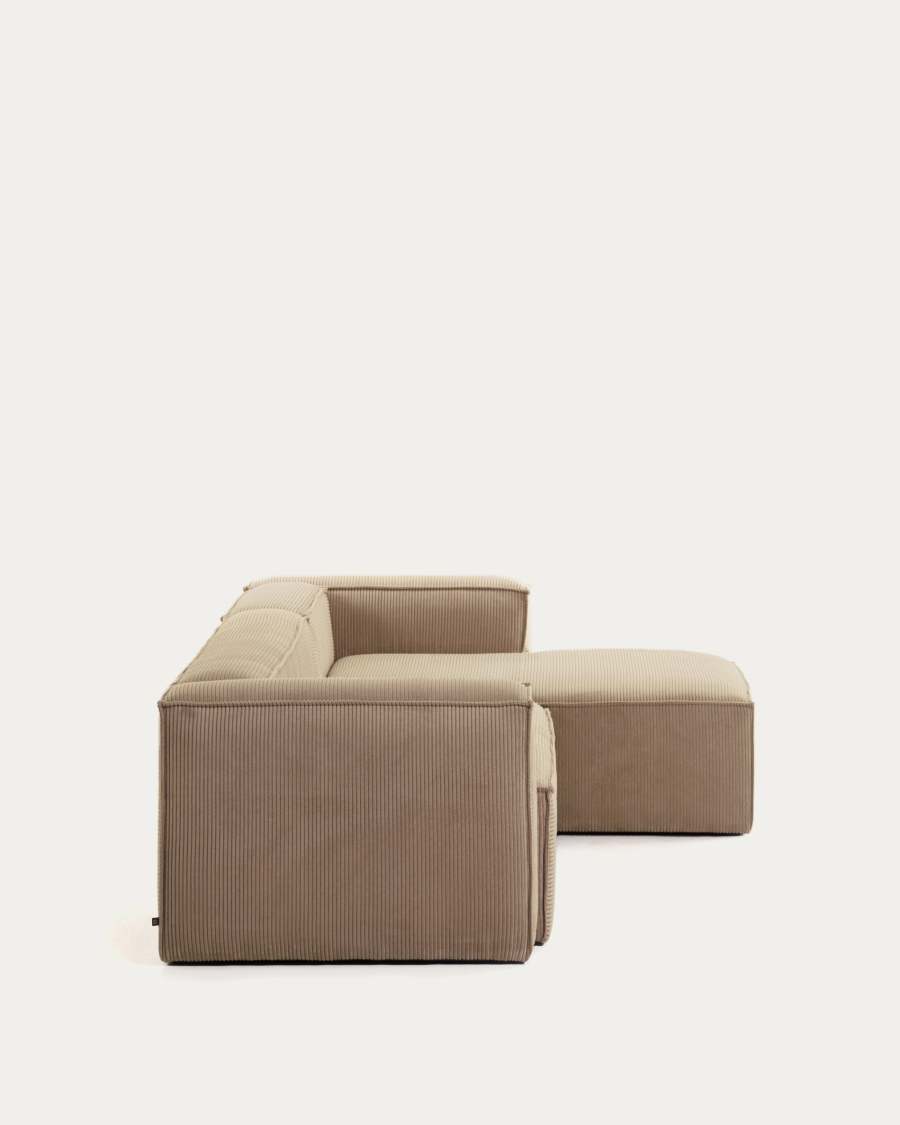 Blok 3-seater sofa with right chaise longue thick taupe corduroy 300 cm