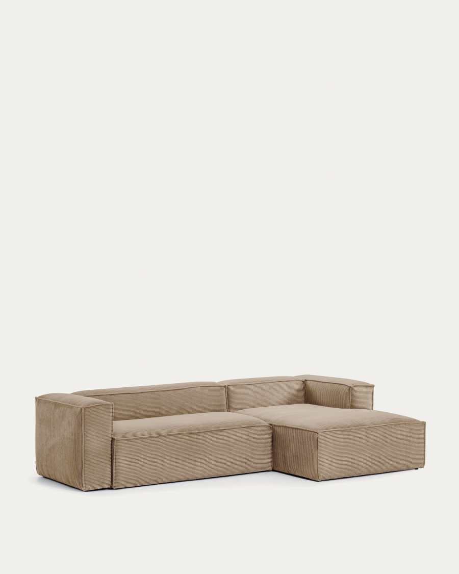 Blok 3-seater sofa with right chaise longue thick taupe corduroy 300 cm