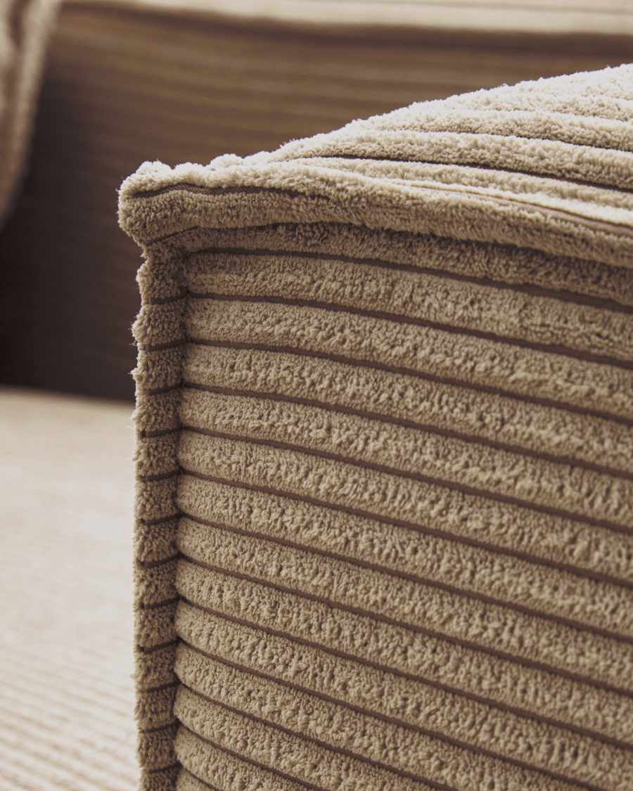 Blok 3-seater sofa with left chaise longue thick taupe corduroy 300 cm