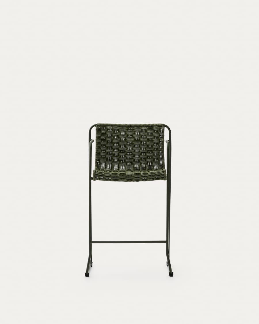 Maurina stool in green galvanised steel and green rope cord 64,5cm