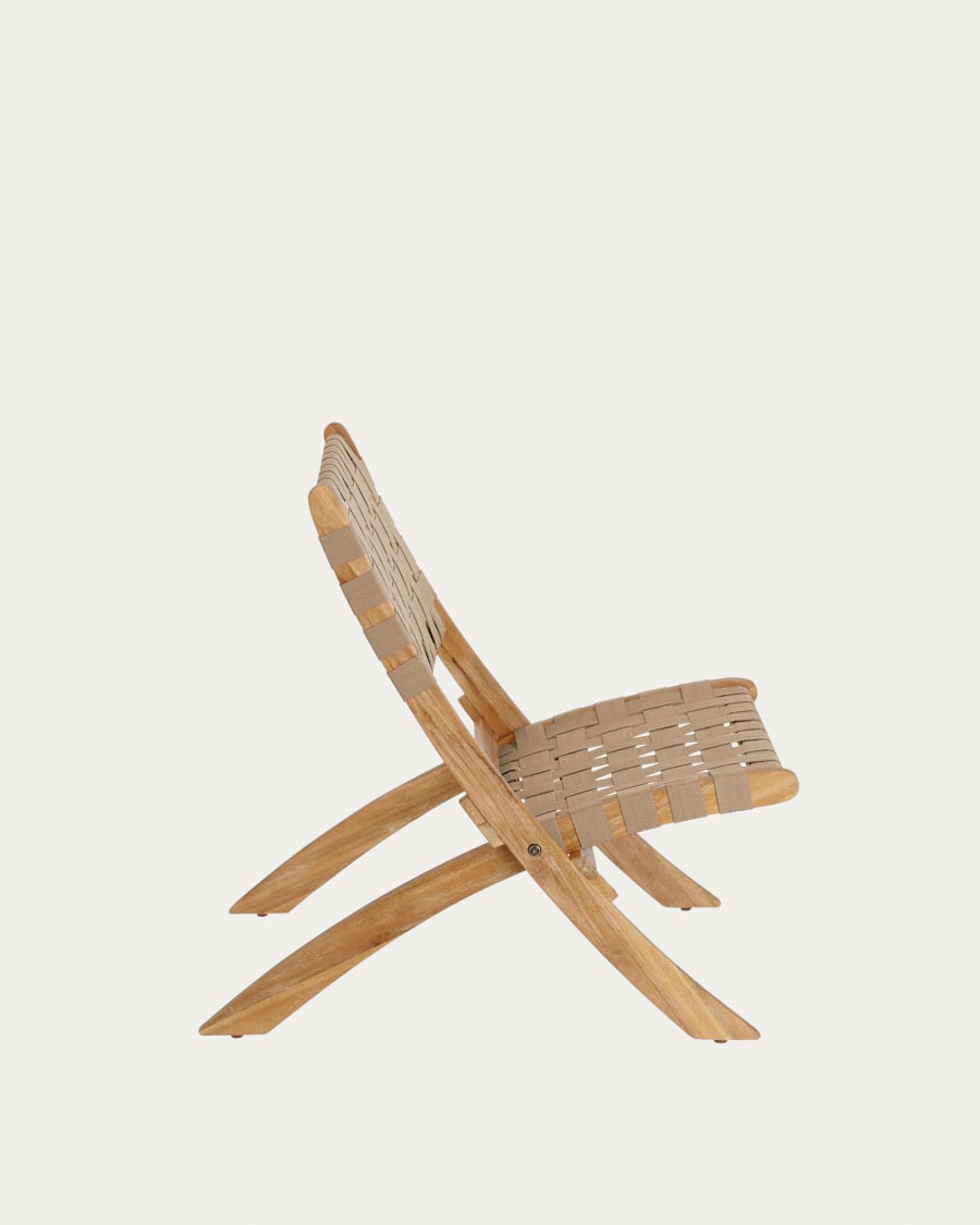 Chabeli acacia wood folding chair in acacia wood and beige cord FSC 100%