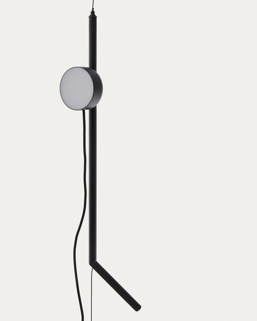 Orey black metal lamp stand with multi-position spotlight and UK adaptor