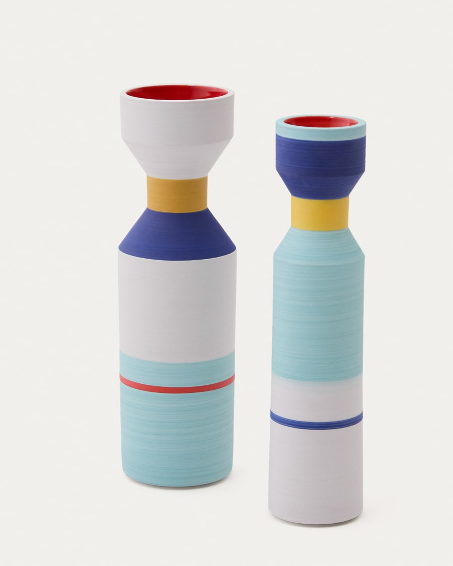 Set of 2 Elumi multicoloured ceramic vases 24 cm