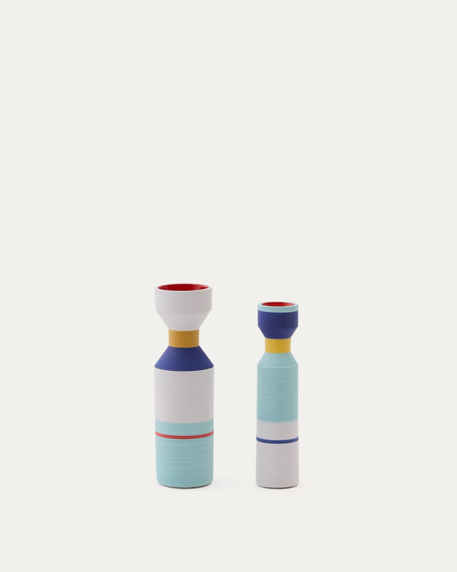 Set of 2 Elumi multicoloured ceramic vases 24 cm