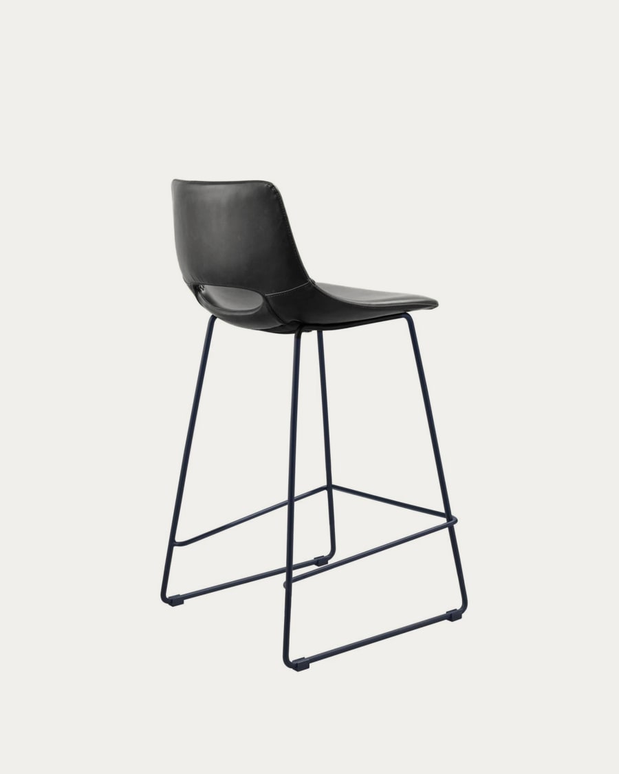 Black synthetic leather Zahara barstool height 76 cm