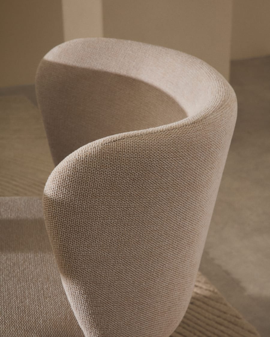 Ciselia chair in beige chenille and beige steel, FSC Mix Credit