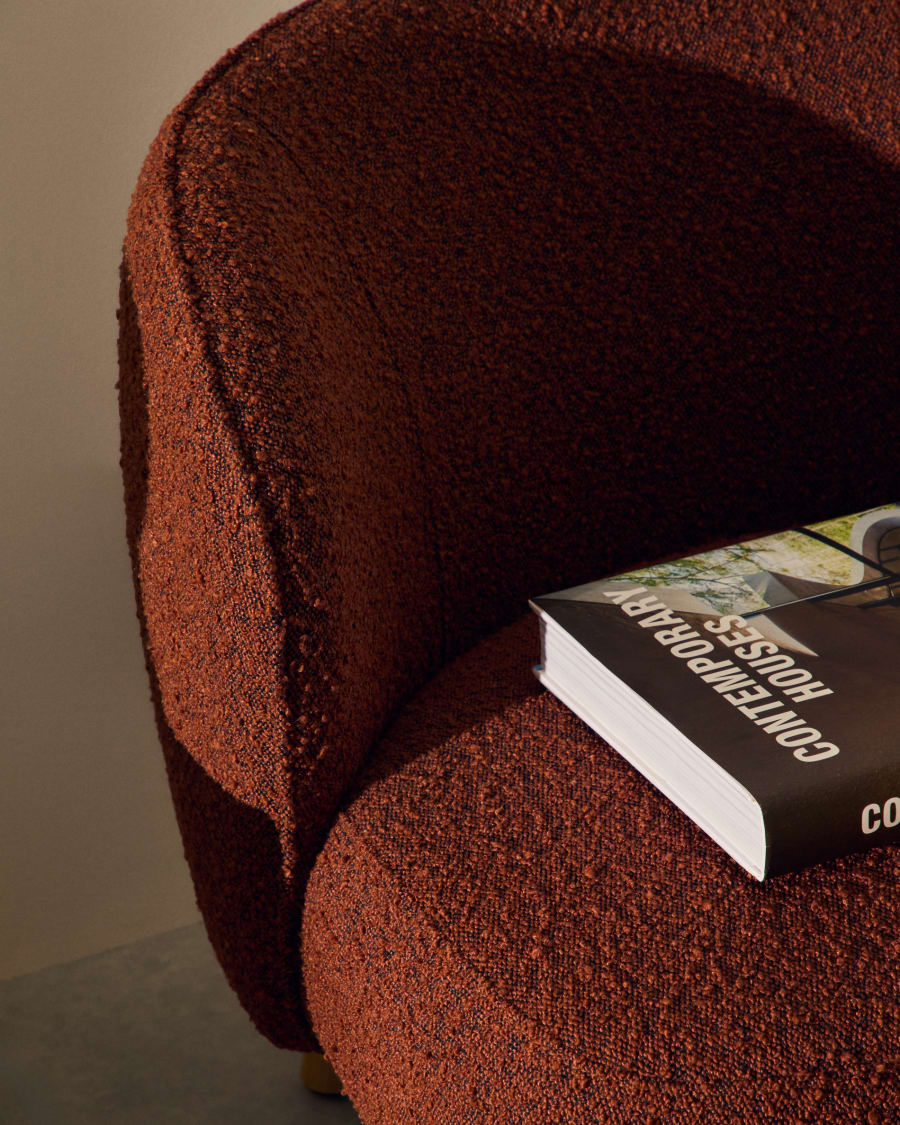 Ulit armchair in terracotta bouclé with solid beech wood legs in a natural finish