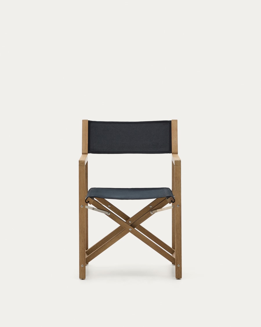 Outdoor-Klappstuhl Vilara in Schwarz aus massivem Akazienholz FSC 100%