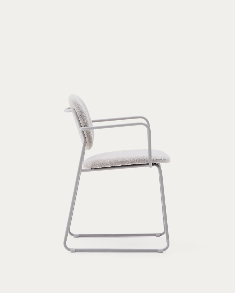 Meli chair in beige chenille with beige metal structure FSC Mix Credit