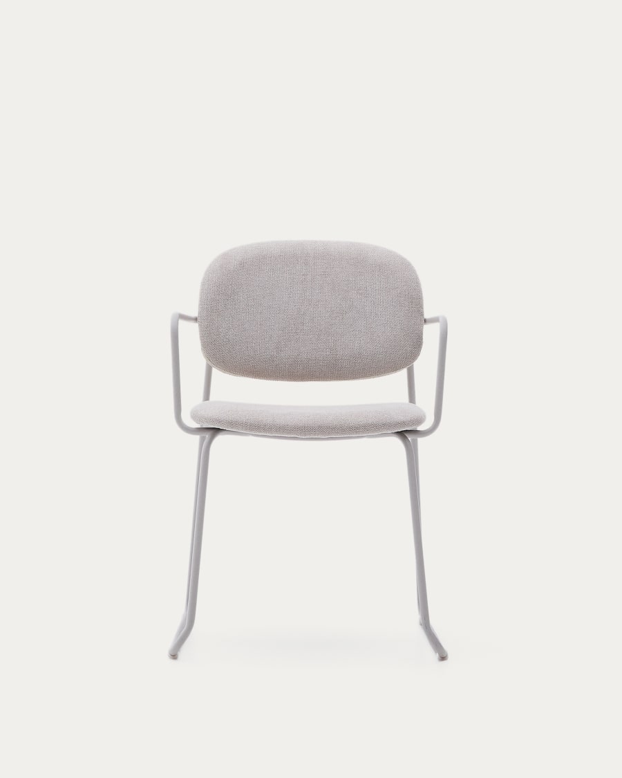 Meli chair in beige chenille with beige metal structure FSC Mix Credit