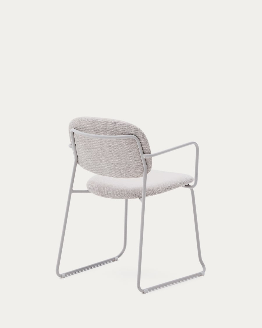 Meli chair in beige chenille with beige metal structure FSC Mix Credit