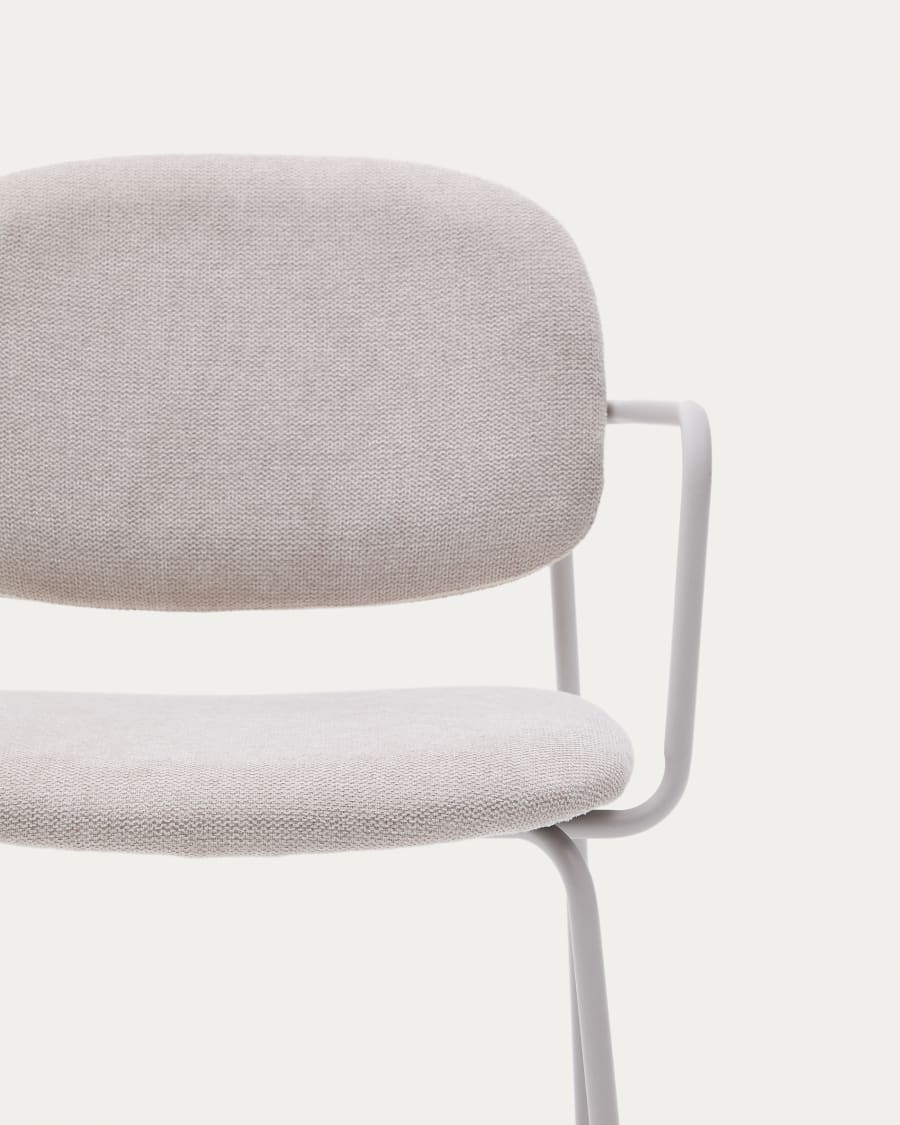 Meli chair in beige chenille with beige metal structure FSC Mix Credit