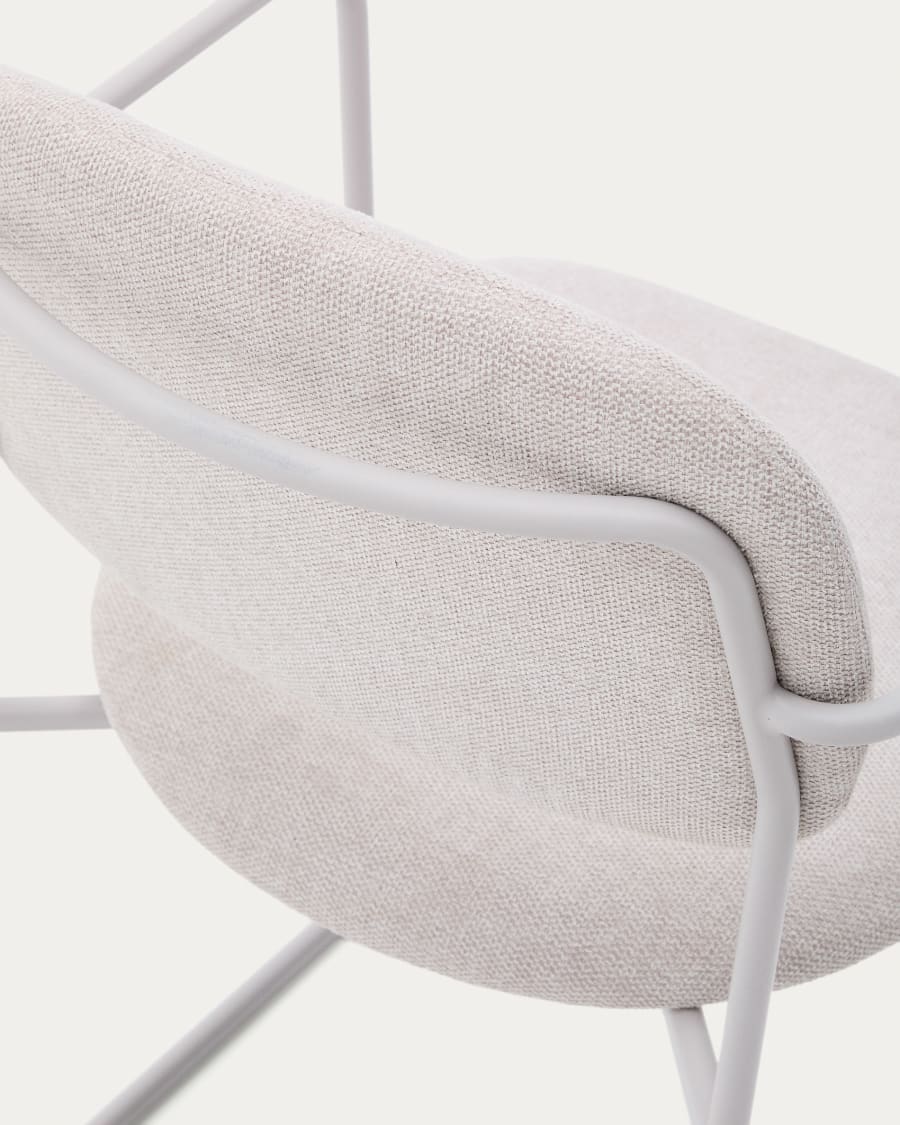 Meli chair in beige chenille with beige metal structure FSC Mix Credit