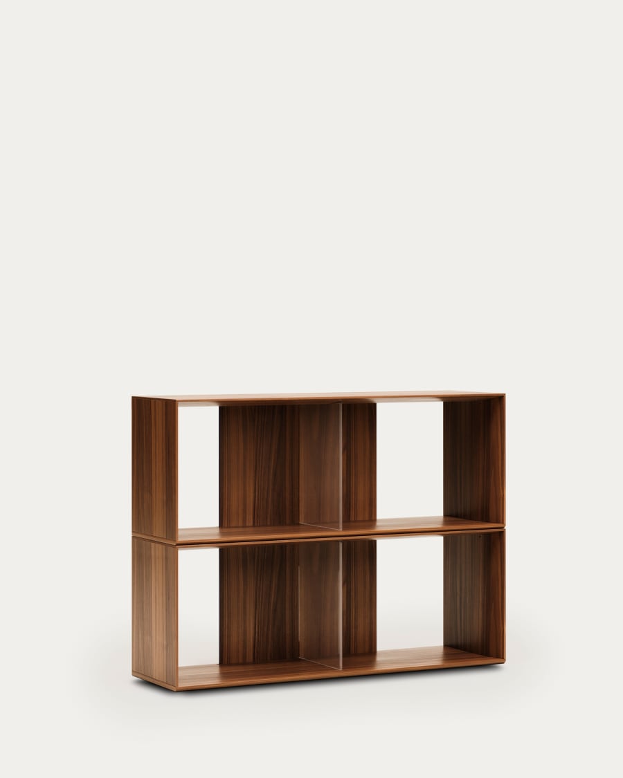 Litto set of 2 modular shelving units in walnut wood veneer, 101 x 76 cm