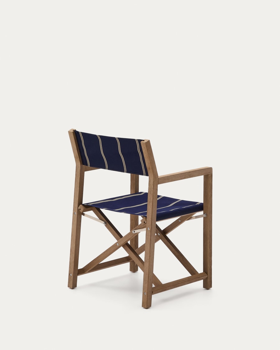 Blau-beige gestreifter Outdoor-Klappstuhl Vilara aus massivem Akazienholz, FSC™ 100%