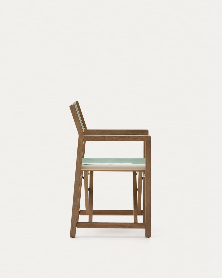 Vilara green and beige striped outdoor folding chair made of FSC 100% solid acacia wood