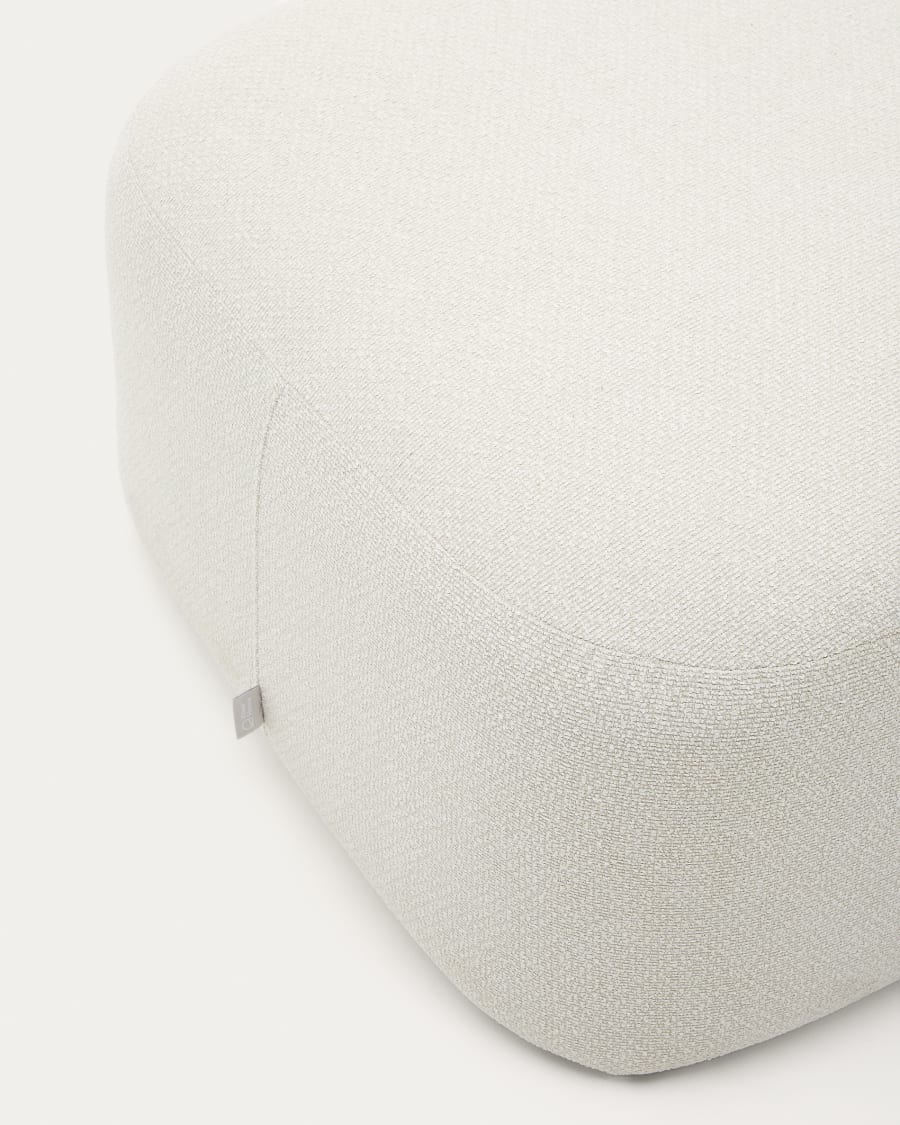 Martina footstool in ecru chenille 123 x 85 cm