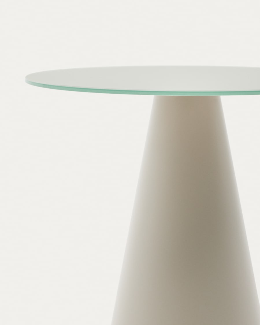 Wilshire tempered glass and metal side table with a matte grey finish, Ø 50 cm