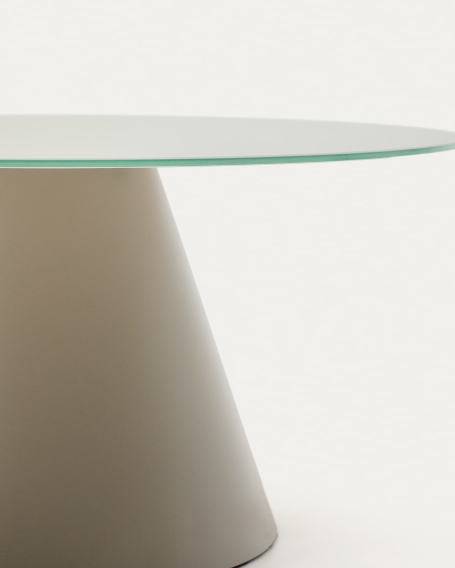 Wilshire tempered glass and metal coffee table with a matte grey finish, Ø 80 cm