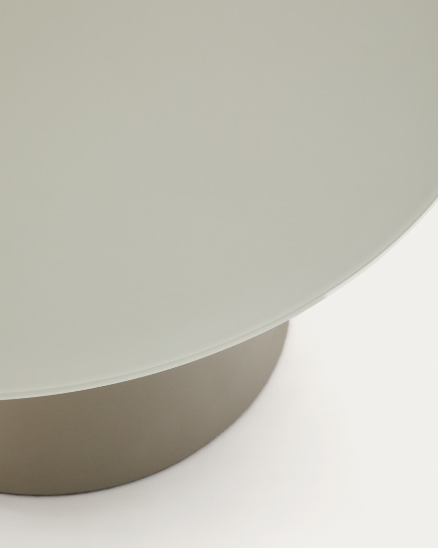 Wilshire tempered glass and metal coffee table with a matte grey finish, Ø 80 cm