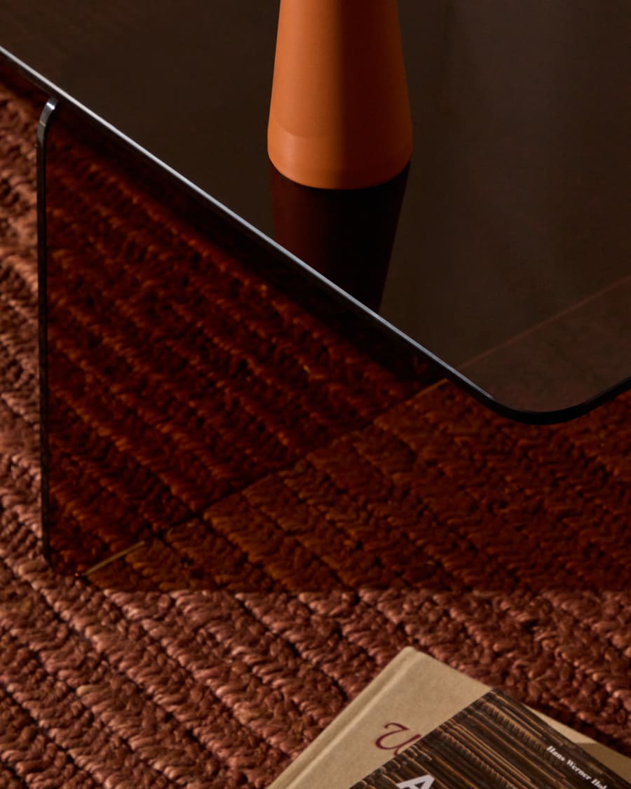 Zaren brown, tempered-glass coffee table, 120 x 60 cm