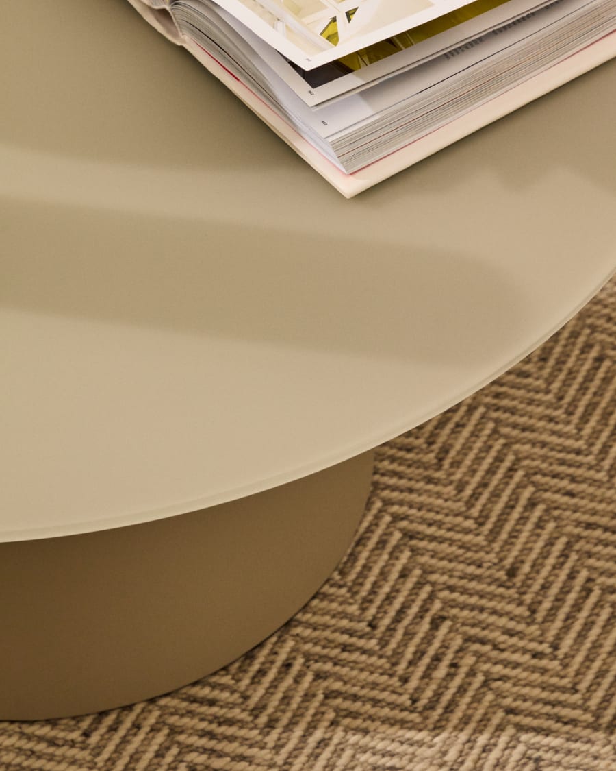 Wilshire tempered glass and metal coffee table with a matte grey finish, Ø 80 cm