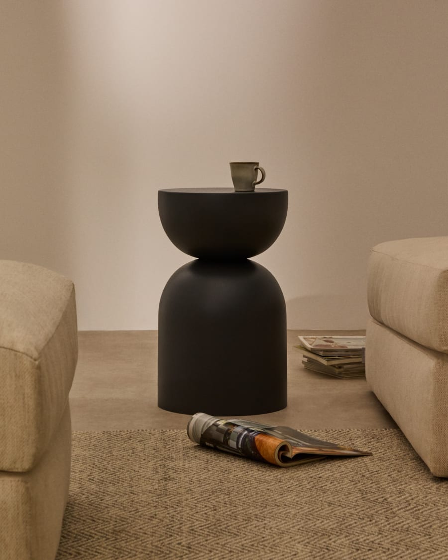 Side table Rachell made of metal with a grey painted finish Ø30 cm