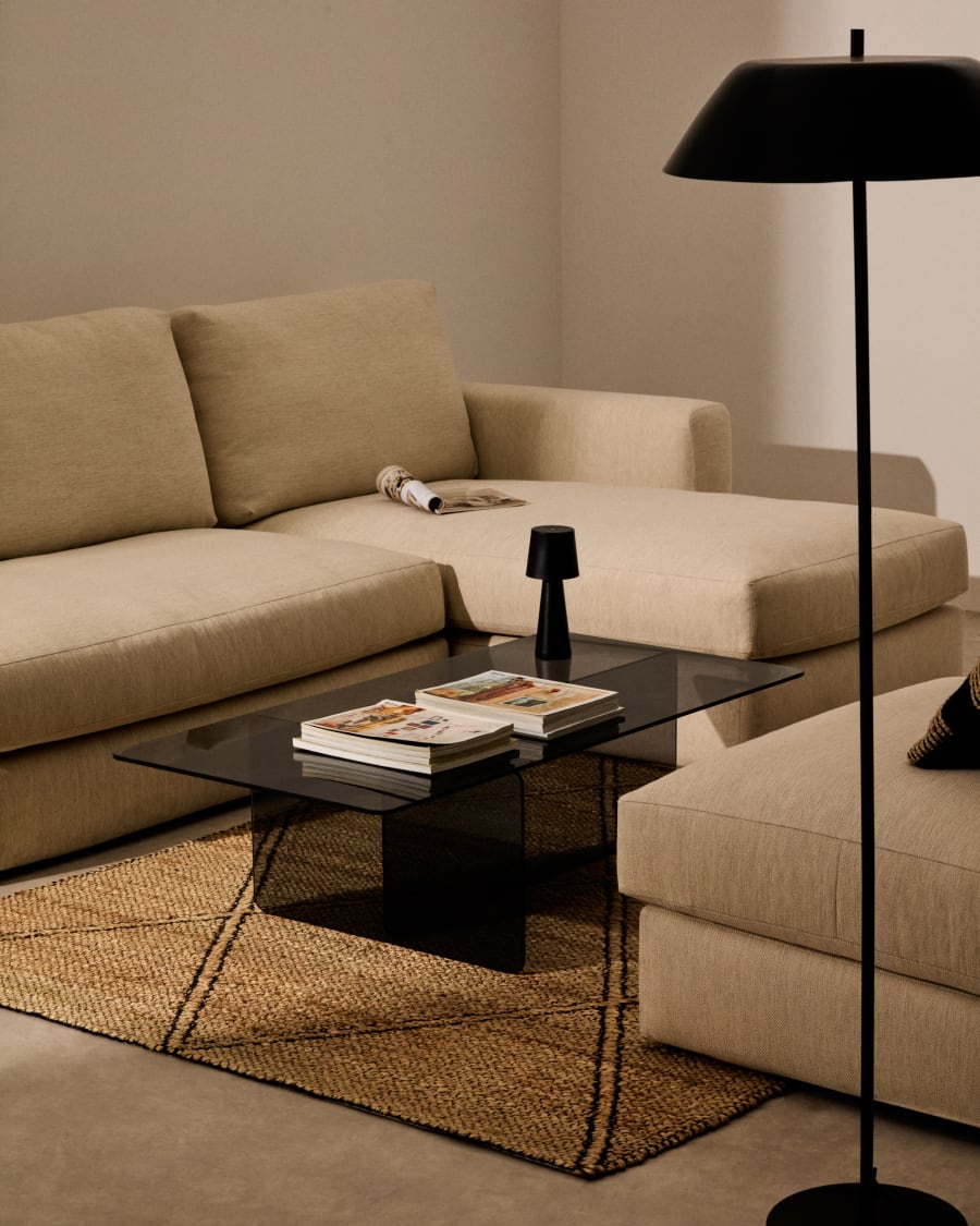 Couchtisch Zaren aus grauem gehärtetem Glas 120 x 60 cm