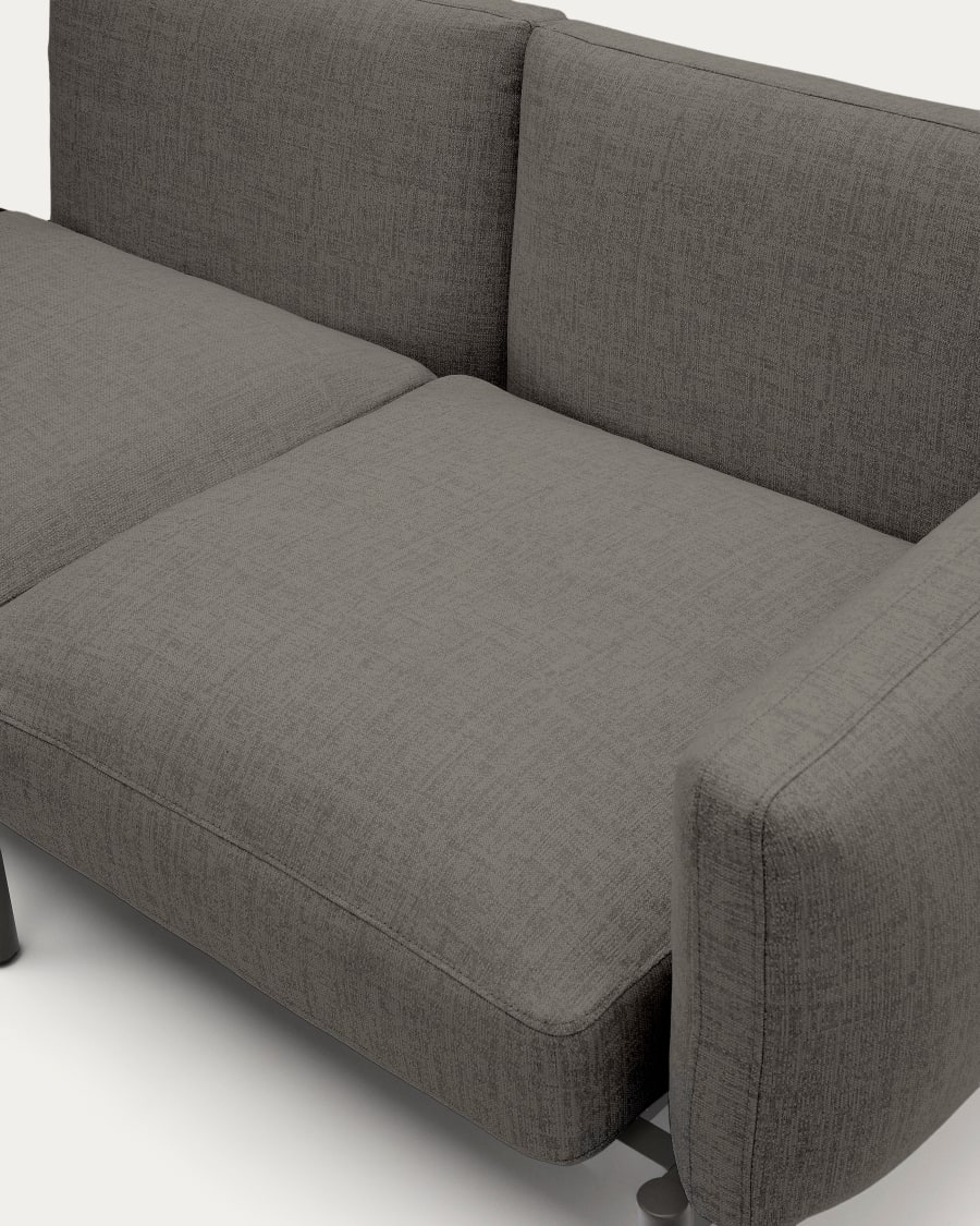 Sorells outdoor modular 3-seater sofa with grey upholstery and grey aluminium with teak table 341 x 113cm FSC 100%