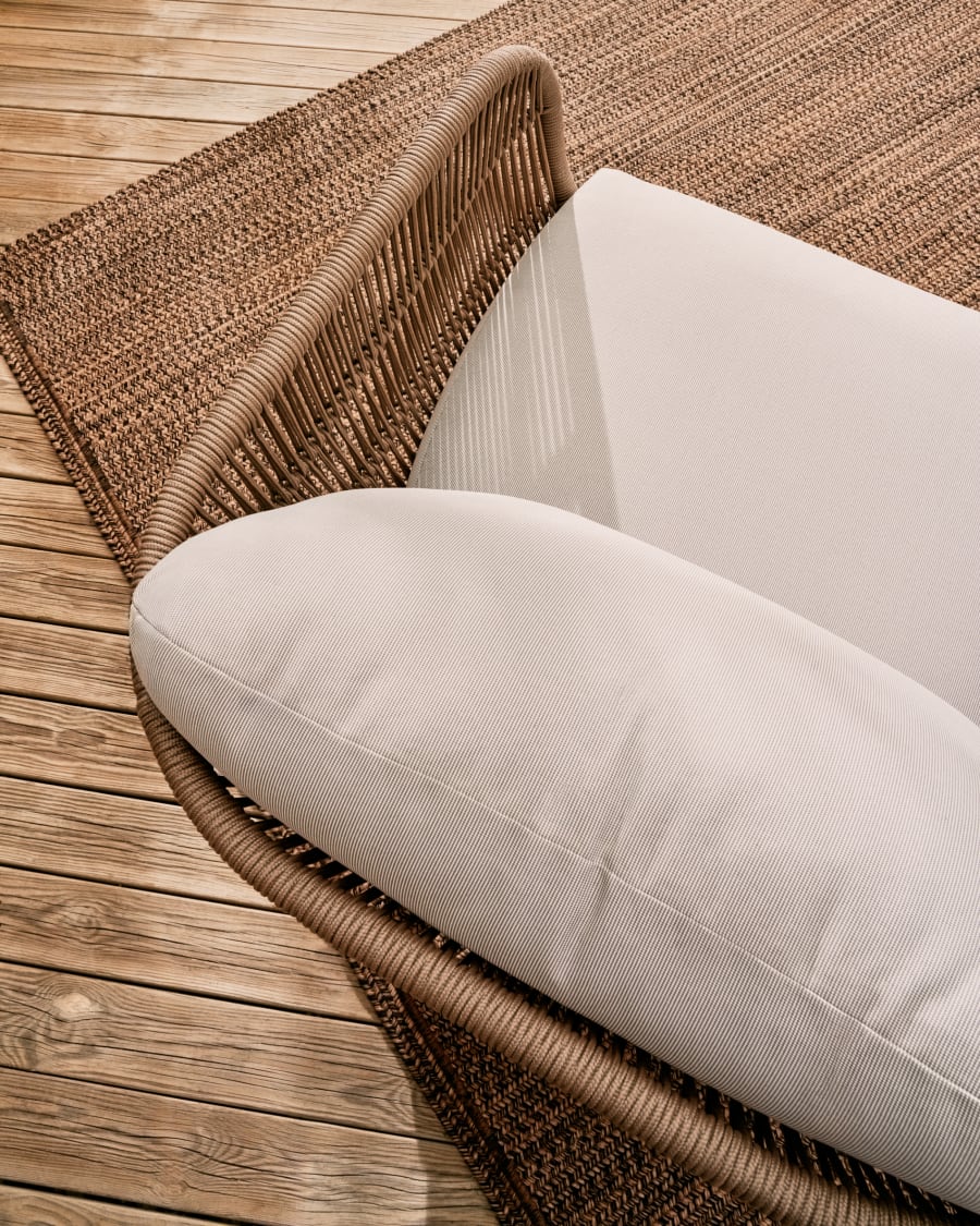 Catalina armchair made with beige rope and FSC solid acacia wood