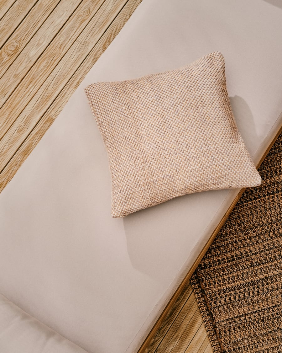 Catalina sun lounger, in beige cord and solid FSC acacia wood