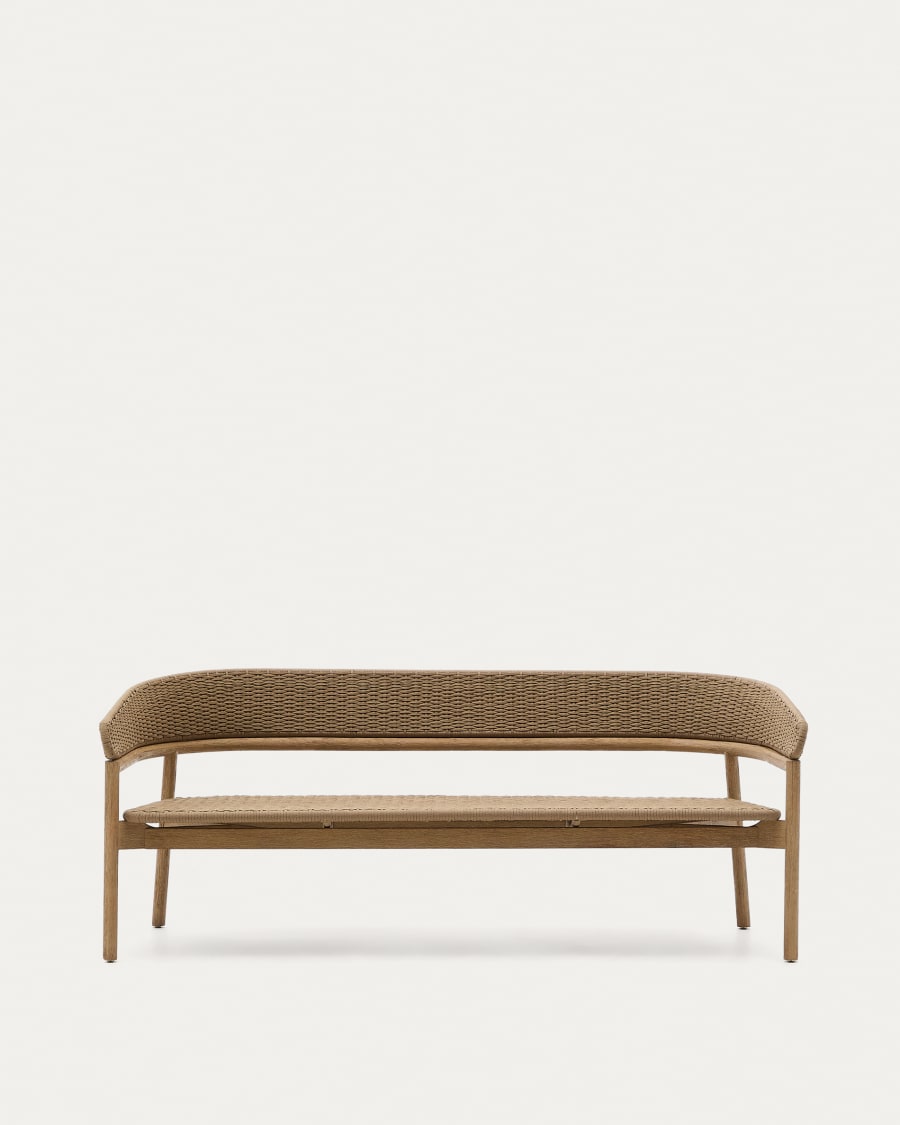 Arinella 3-seater sofa in FSC 100% solid acacia wood with natural finish and beige rope cord 167 cm