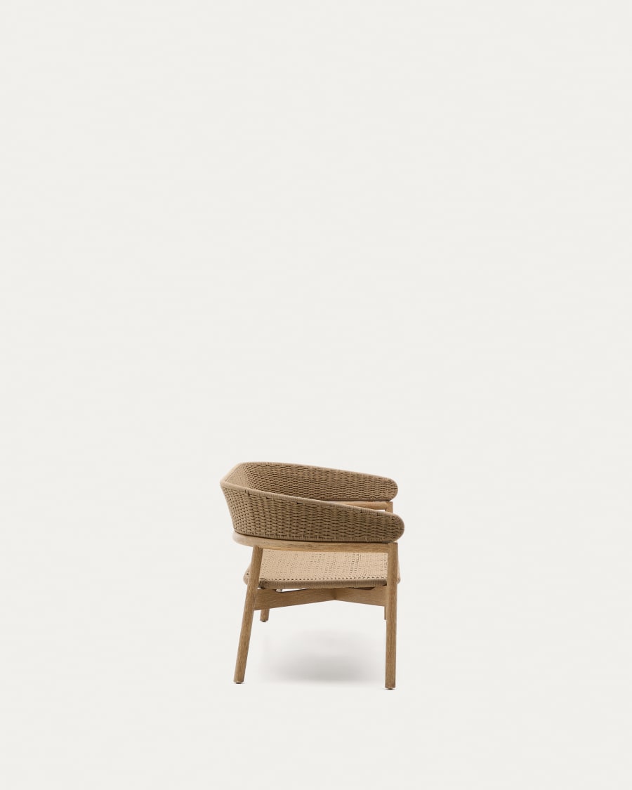 Arinella 3-seater sofa in FSC 100% solid acacia wood with natural finish and beige rope cord 167 cm
