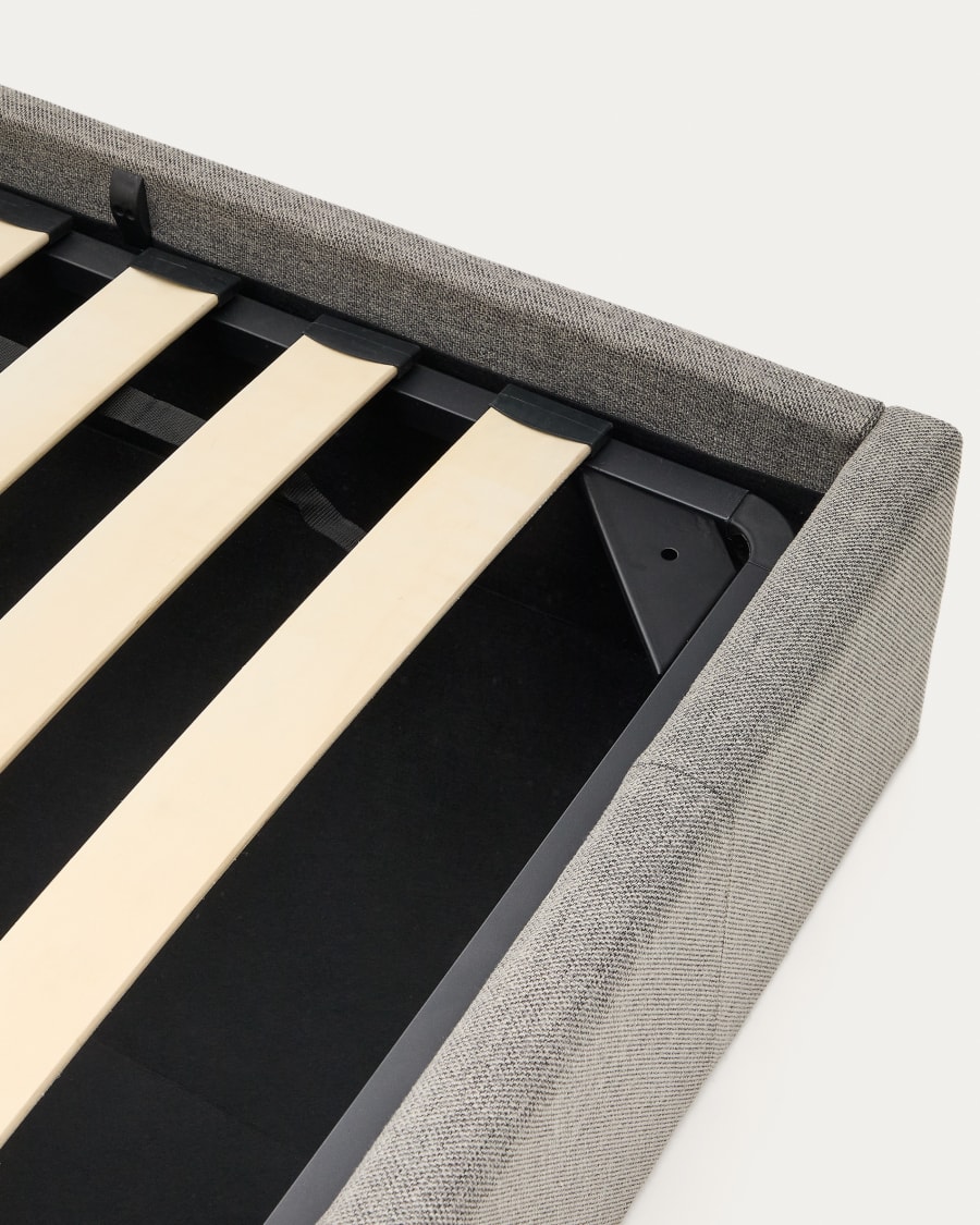 Nahiri upholstered grey ottoman bed for a 90 x 200 cm mattress