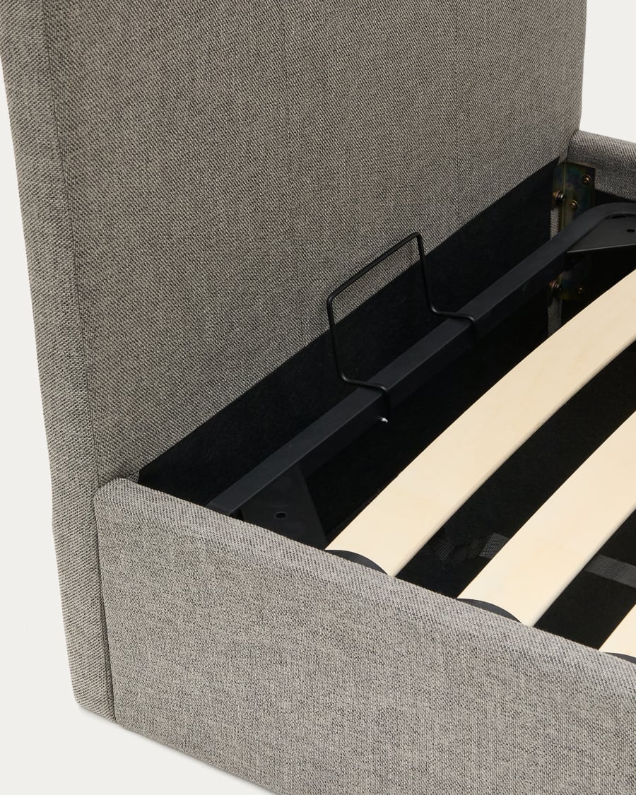 Nahiri upholstered grey ottoman bed for a 90 x 200 cm mattress