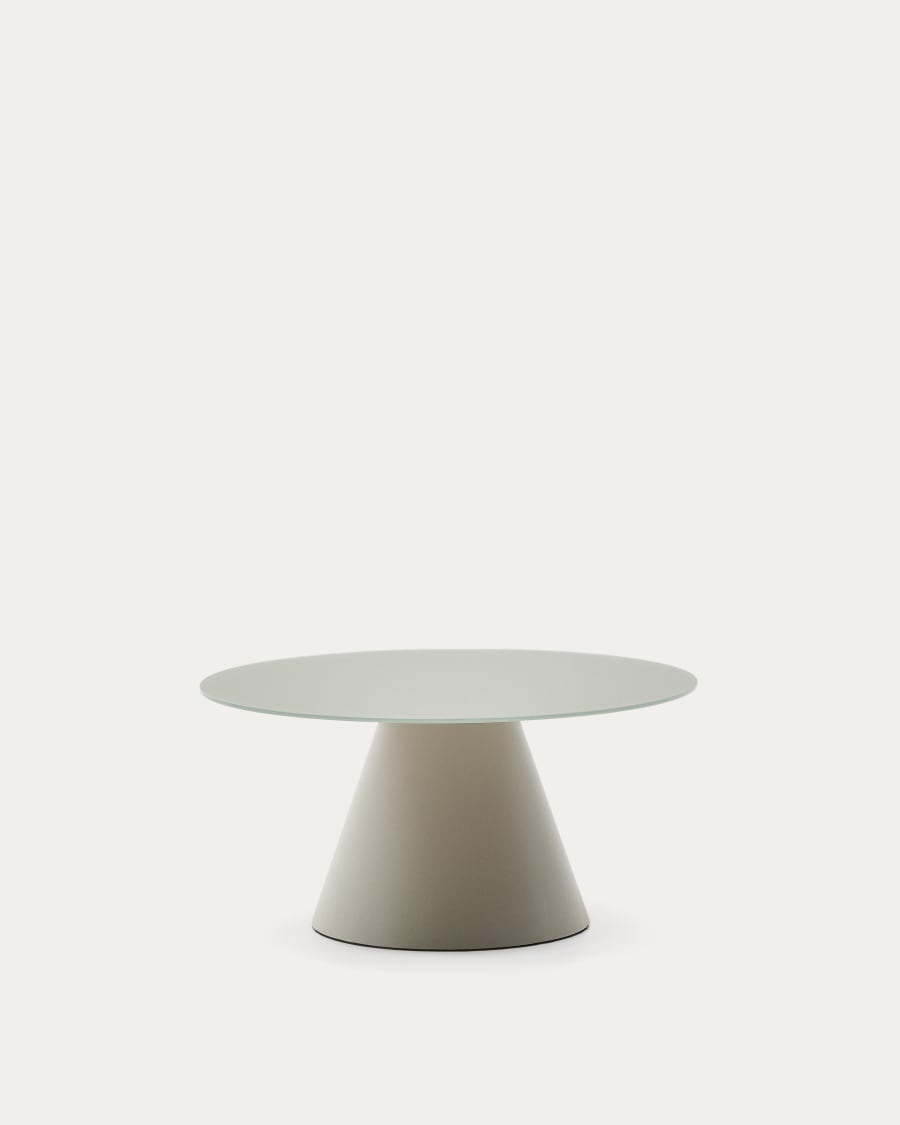 Wilshire tempered glass and metal coffee table with a matte grey finish, Ø 80 cm