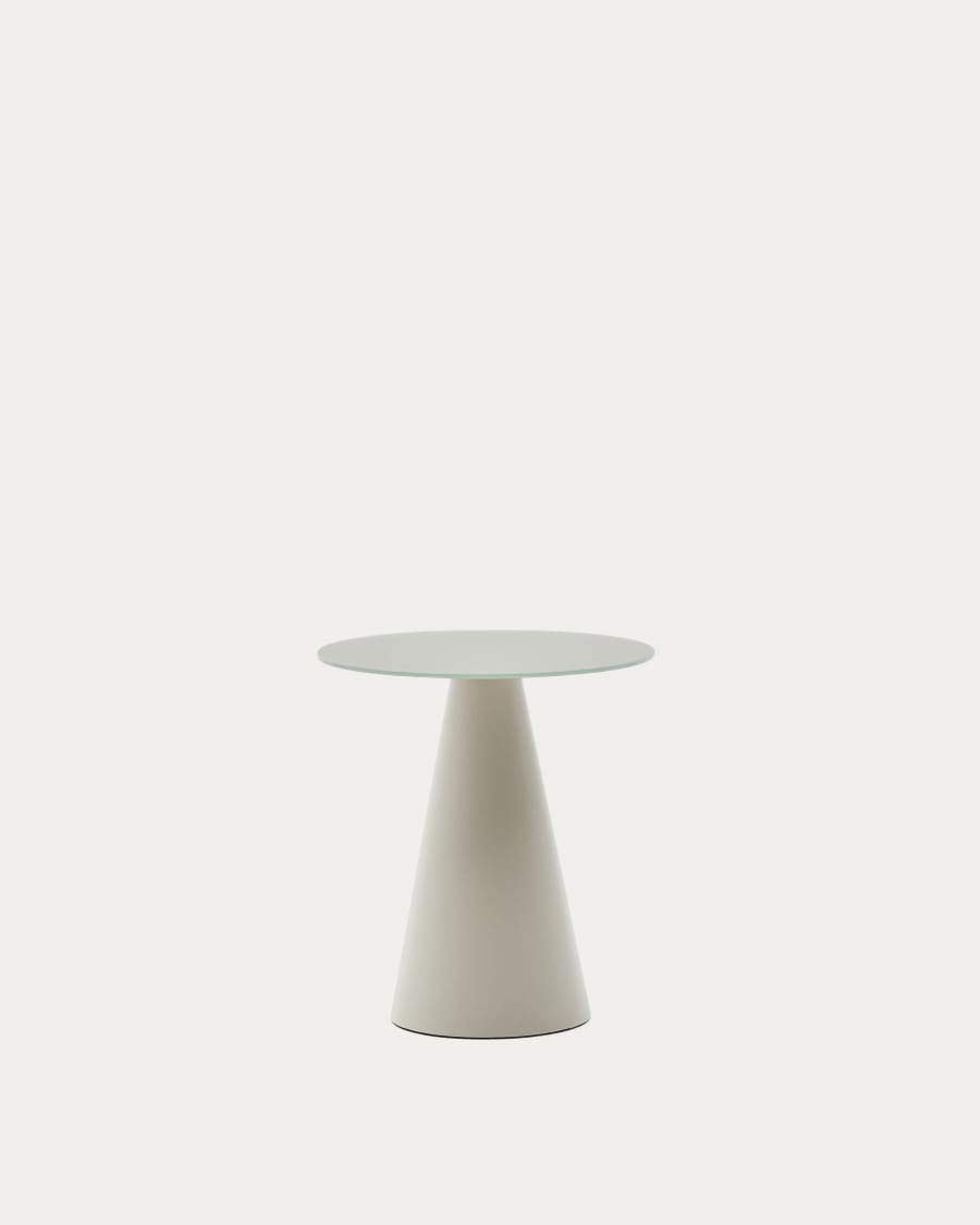 Wilshire tempered glass and metal side table with a matte grey finish, Ø 50 cm
