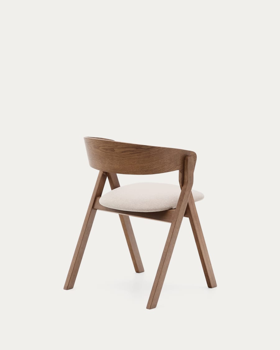 Godia chair made of ash veneer and solid rubber wood with a wenge finish and beige chenille
