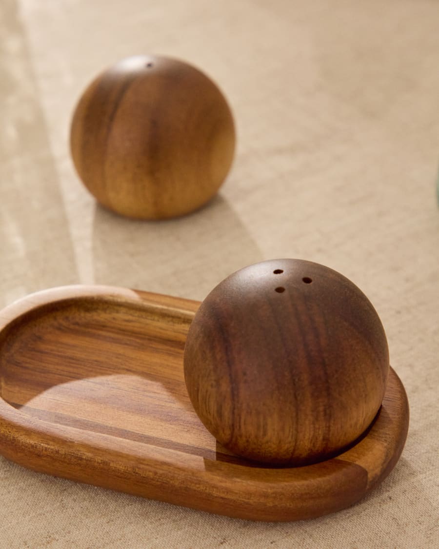 Salière et poivrière Nukha en bois d'acacia FSC 100 %